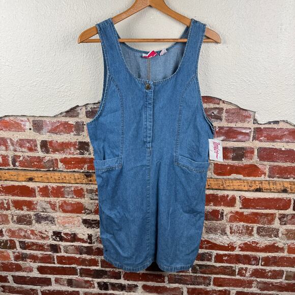 Vintage Penny Lane Dress Size Medium Denim Sleeveless Knee Length Pockets NWT - Picture 1 of 6
